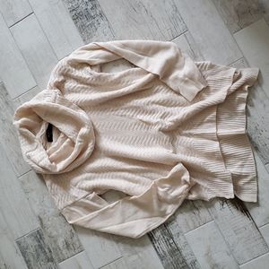 Verve Ami Women's Small Ivory Cream Knit Sweater Tunic Cowl Neck